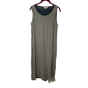 Vintage David Dart Collection Women's Green Floral Sleeveless‎ Long Dress Size L